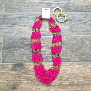 Forever 21 Pink Bead Necklace and Earrings
